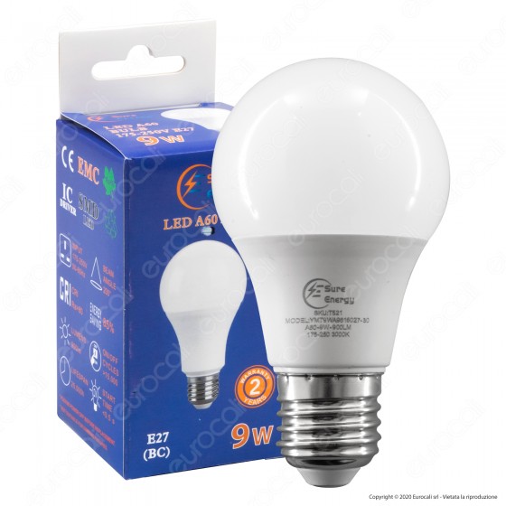 Sure Energy Lampadina LED E27 9W Bulb A60 - mod. T521 / T520 / T519 Sure Energy Lampadina LED E27 9W Bulb A60 - mod. T521 / T520 / T519
