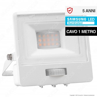 V-Tac VT-118S-1 Faretto LED SMD 10W IP65 Chip Samsung Sensore di Movimento e...