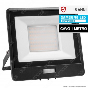 V-Tac VT-158S-1 Faro LED Floodlight 50W SMD IP65 Chip Samsung Sensore di...