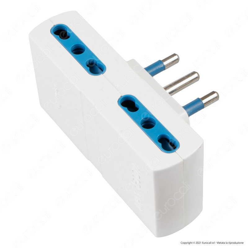 Adattatore Laterale Domino 2x16A Bianco, Presa Multipla Per Uso Interno, IP20, 250V