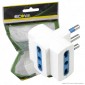 Ecova Adattatore Triplo con Spina 16A 2P+T e 3 Prese 10/16A 2P+T Bivalenti Colore Bianco - mod. 30045