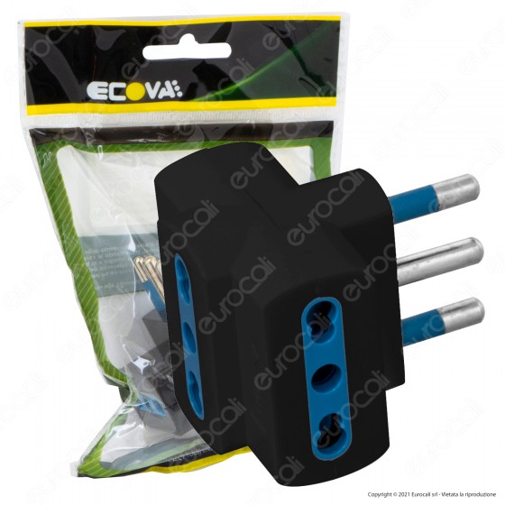 Ecova Adattatore Triplo con Spina 16A 2P+T e 3 Prese 10/16A 2P+T Ecova Adattatore Triplo con Spina 16A 2P+T e 3 Prese 10/16A 2P+T