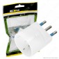 Ecova Adattatore Singolo Spina 16A 2P+T con Presa 10A 2P+T + Schuko Colore Bianco - mod. 30035