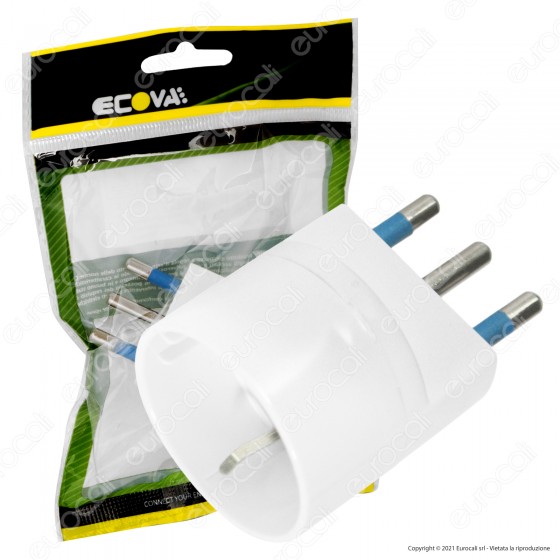 Ecova Adattatore Singolo Spina 16A 2P+T con Presa 10A 2P+T + Schuko Ecova Adattatore Singolo Spina 16A 2P+T con Presa 10A 2P+T + Schuko
