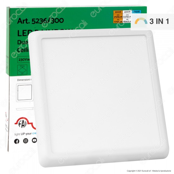 FAI Pannello LED Quadrato 18W/25W SMD Changing Color 3in1 da Incasso FAI Pannello LED Quadrato 18W/25W SMD Changing Color 3in1 da Incasso