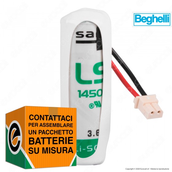 Saft Batteria Al Litio 3,6V LS 14500 Stilo AA con Connettore Saft Batteria Al Litio 3,6V LS 14500 Stilo AA con Connettore