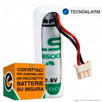 Saft Batteria Al Litio 3,6V LS 14500 Stilo AA con Connettore