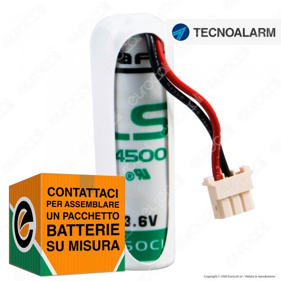 Saft Batteria Al Litio 3,6V LS 14500 Stilo AA con Connettore Compatibile Antifurto Tecnoalarm - Batteria Singola