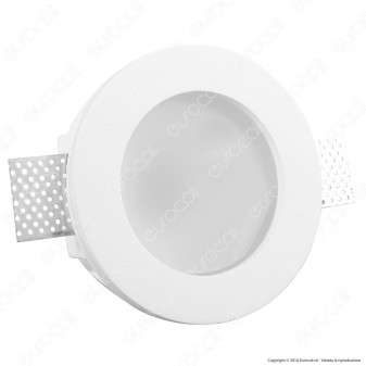 Portafaretto Rotondo da Incasso in Gesso e Vetro per Lampadine GU10 e