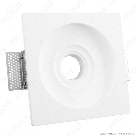 Portafaretto Quadrato da Incasso in Gesso per Lampadine GU10 e GU5.3 Portafaretto Quadrato da Incasso in Gesso per Lampadine GU10 e GU5.3