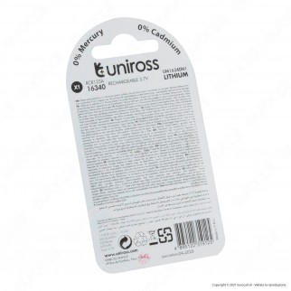 Uniross Lithium Rechargeable Pila Ricaricabile al Litio 16340/RCR123A