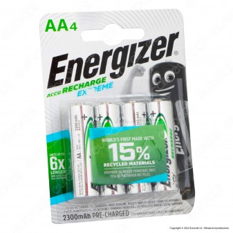 Energizer Accu Recharge Extreme 2300mAh Pile Ricaricabili Stilo AA - Blister...