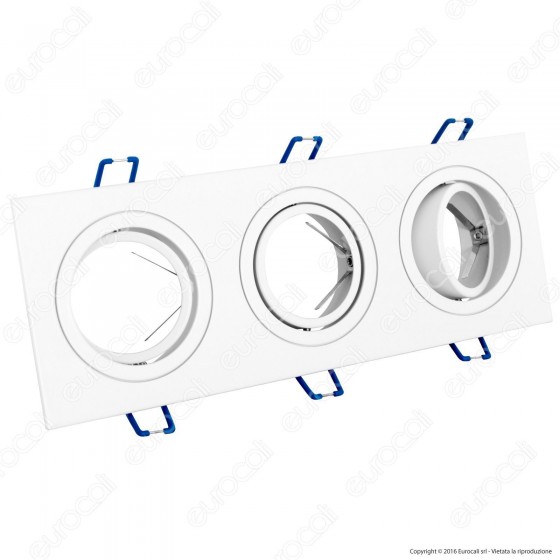 V-Tac VT-784SQ Portafaretto Orientabile da Incasso per 3 Lampadine V-Tac VT-784SQ Portafaretto Orientabile da Incasso per 3 Lampadine
