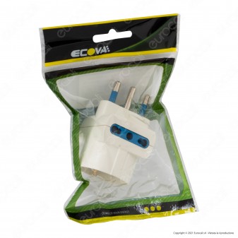Ecova Adattatore Triplo con 1 Presa Centrale Schuko + 10A 2P+T e 2