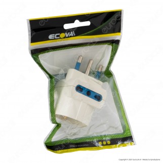 Ecova Adattatore Triplo con 1 Presa Centrale Schuko + 10A 2P+T e 2
