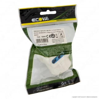 Ecova Adattatore Triplo con 1 Presa Centrale Schuko + 10A 2P+T e 2