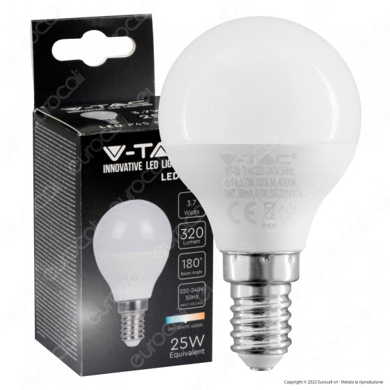 V-Tac VT-1819 Lampadina LED E14 3.7W Bulb P45 MiniGlobo SMD - V-Tac VT-1819 Lampadina LED E14 3.7W Bulb P45 MiniGlobo SMD -