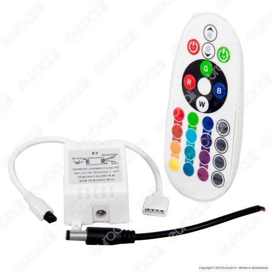V-Tac Controller per Strisce LED RGB 4 Pin con Telecomando 24 Tasti - V-Tac Controller per Strisce LED RGB 4 Pin con Telecomando 24 Tasti -