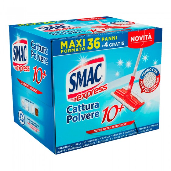 Smac Express Cattura Polvere 10+ Panni Multiuso - Confezione da 40 Smac Express Cattura Polvere 10+ Panni Multiuso - Confezione da 40
