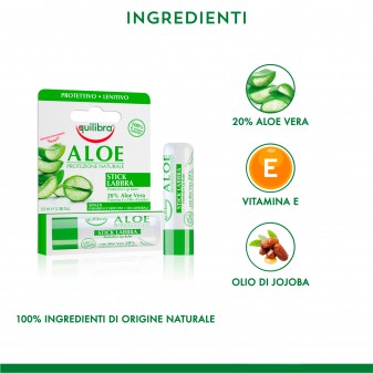 Equilibra Aloe Protezione Naturale Stick Labbra con Olio di Jojoba e