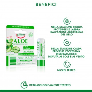Equilibra Aloe Protezione Naturale Stick Labbra con Olio di Jojoba e