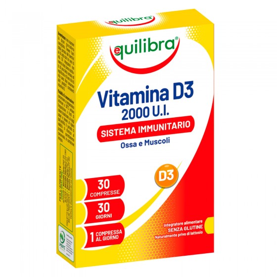 Equilibra Integratore per Ossa e Muscoli Vitamina D3 2000 U.I. - Equilibra Integratore per Ossa e Muscoli Vitamina D3 2000 U.I. -