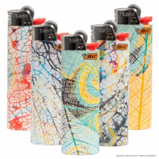 Bic Maxi J26 Accendino Grande Fantasia Leaves - Serie da 5 Accendini