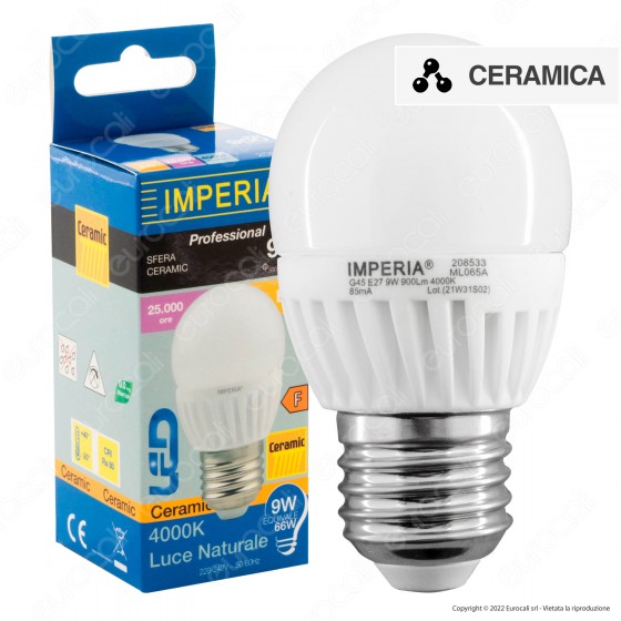 Imperia LED E27 9W Sfera G45 MiniGlobo SMD Ceramic - mod. Imperia LED E27 9W Sfera G45 MiniGlobo SMD Ceramic - mod.