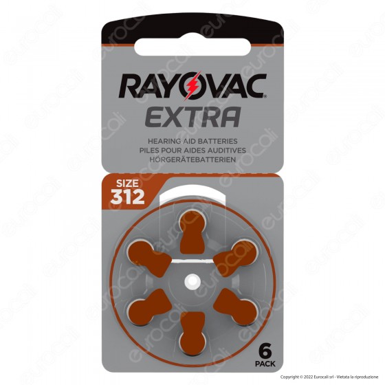 Rayovac Extra Misura 312 - Confezione 6 Batterie per Protesi Acustiche