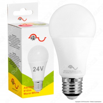 FAI Lampadina LED E27 10W Bulb A60 24V AC / DC - mod. 5196/24/CA / 5196/24/CO...