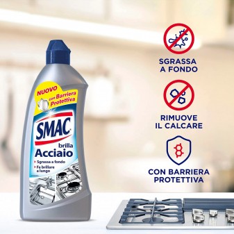 Smac Brilla Acciaio Detergente in Crema con Azione Anticalcare e