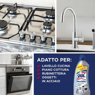 Smac Brilla Acciaio Detergente in Crema con Azione Anticalcare e