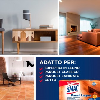 Smac Panni Legno con Cera D'Api per Mobili e Pavimenti - Confezione
