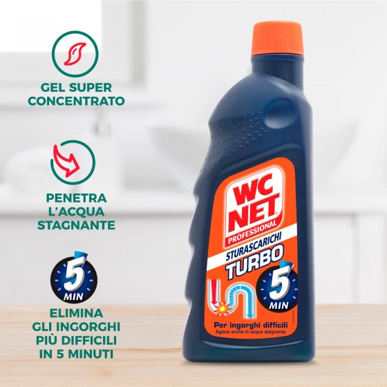 Wc Net Professional - Sturascarichi 5 Azioni in 1, Disgorgante Gel per  Scarichi Professionale, con Agenti Salvatubi e Anticalcare, 1000 ml :  : Salute e cura della persona