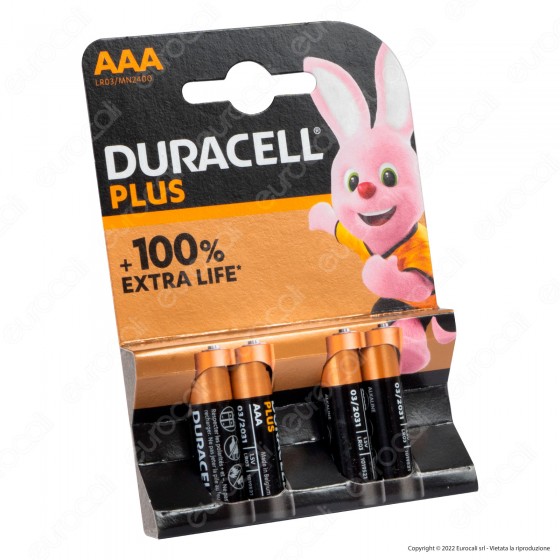 Duracell Plus Alcaline Ministilo AAA - Blister 4 Batterie