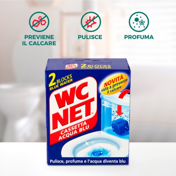 Confezione da 2 Blocchi Cassetta Acqua Blu Detergente WC Net
