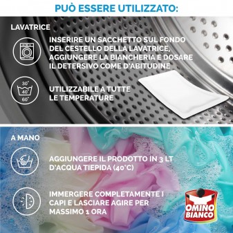 Omino Bianco 100 Più Salva e Smacchia 3in1 Sacchetti per Lavatrice -