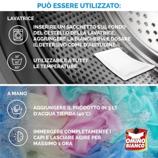 Omino Bianco 100 Più Salva e Smacchia 3in1 Sacchetti per Lavatrice -