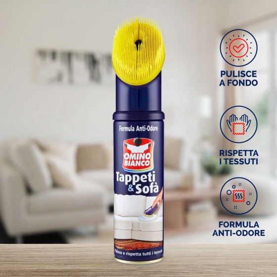 Pulitore Detergente in Schiuma Tappeti & Sofà 300ml Omino Bianco