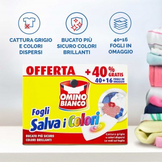 Omino Bianco Fogli Salva i Colori - Confezione da 56 Pezzi