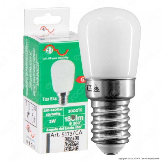 FAI Lampadina LED E14 2W Tubolare T22 - mod. 5173/CA / 5173/CO / FAI Lampadina LED E14 2W Tubolare T22 - mod. 5173/CA / 5173/CO /
