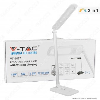 V-Tac VT-1027 Lampada da Tavolo LED 16W Multifunzione con Stazione di...