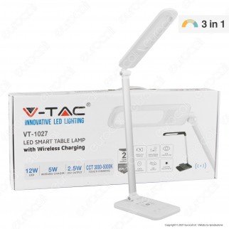 V-Tac VT-1027 Lampada da Tavolo LED 16W Multifunzione con Stazione di