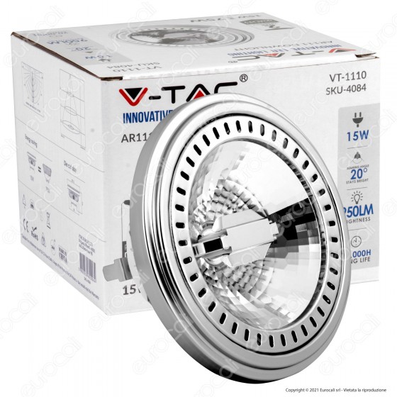 V-Tac VT-1110 Lampadina LED AR111 G53 15W Faretto da Incasso - SKU 4084 / 4062 / 4061 [TERMINATO]