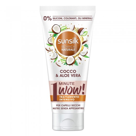 Sunsilk 1 Minute Wow Trattamento Intensivo Capelli Secchi con Cocco & Sunsilk 1 Minute Wow Trattamento Intensivo Capelli Secchi con Cocco &