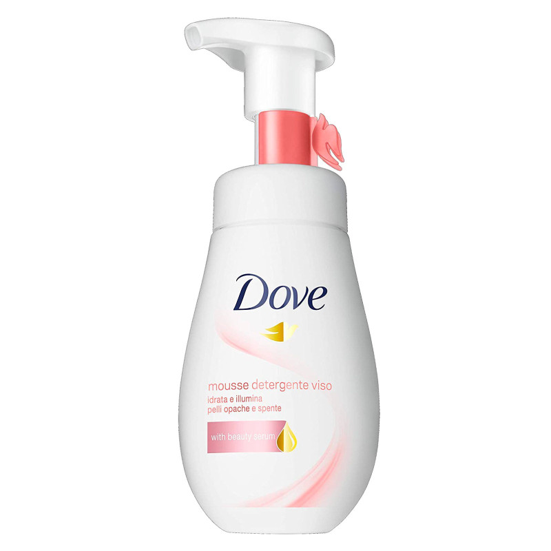 Dove Mousse Detergente Viso Idratante e Illuminante per Pelli Opache
