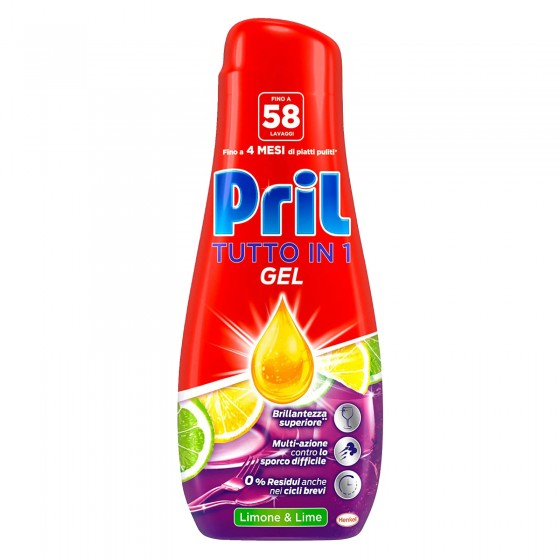 Pril Gel Tutto in 1 Limone e Lime 8 Azioni per Lavastoviglie - Pril Gel Tutto in 1 Limone e Lime 8 Azioni per Lavastoviglie -