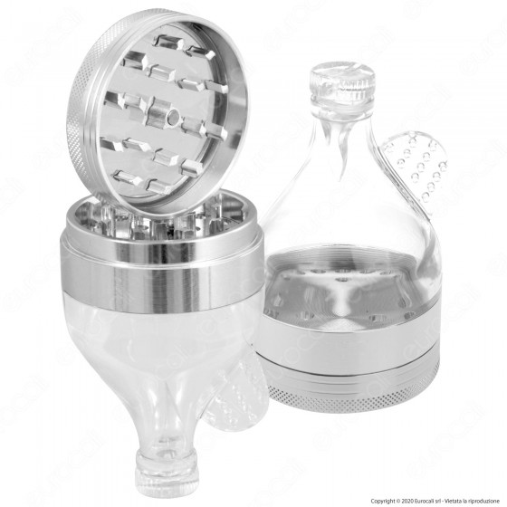Grinder Tritatabacco 3 Parti in Plastica Trasparente e Metallo a Grinder Tritatabacco 3 Parti in Plastica Trasparente e Metallo a