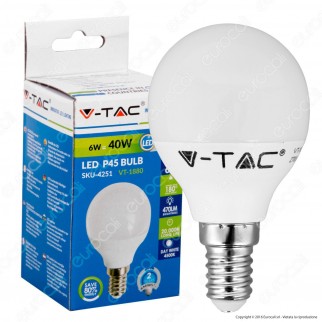 V-Tac VT-1880 Lampadina LED E14 6W MiniGlobo P45 - SKU 4250 / 4251 /