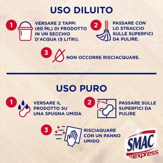 Smac Express Detergente Liquido per Pavimenti e Superfici in Parquet